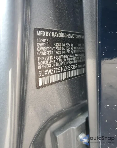 2016 BMW X3 Sdrive28I z USA, uszkodzony, nr VIN 5UXWZ7C51G0R32362